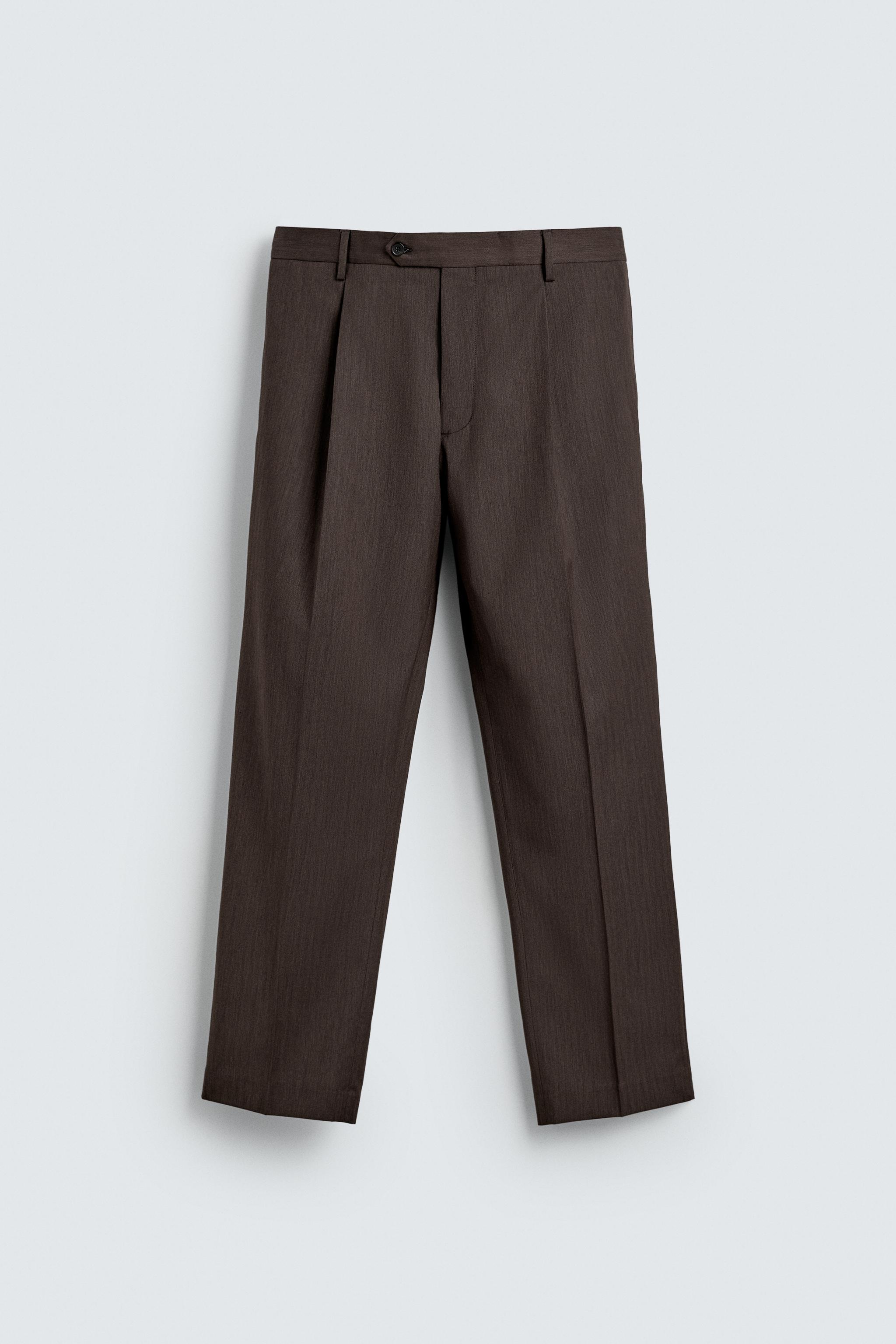 REGULAR FIT HERRINGBONE SUIT PANTS
